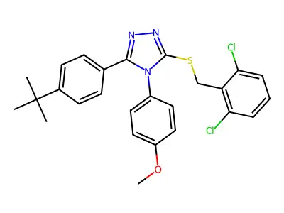 3-(4-tert-butylphenyl)-5-[(2,6-dichlorobenzyl)sulfanyl]-4-(4-methoxyphenyl)-4H-1,2,4-triazole structure