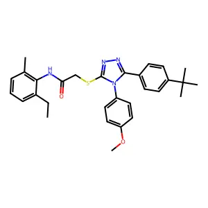2-{[5-(4-tert-butylphenyl)-4-(4-methoxyphenyl)-4H-1,2,4-triazol-3-yl]sulfanyl}-N-(2-ethyl-6-methylphenyl)acetamide structure