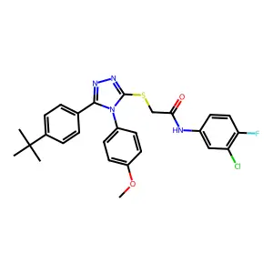 2-{[5-(4-tert-butylphenyl)-4-(4-methoxyphenyl)-4H-1,2,4-triazol-3-yl]sulfanyl}-N-(3-chloro-4-fluorophenyl)acetamide structure