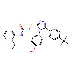 2-{[5-(4-tert-butylphenyl)-4-(4-methoxyphenyl)-4H-1,2,4-triazol-3-yl]sulfanyl}-N-(2-ethylphenyl)acetamide structure