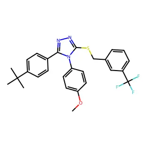 3-(4-tert-butylphenyl)-4-(4-methoxyphenyl)-5-{[3-(trifluoromethyl)benzyl]sulfanyl}-4H-1,2,4-triazole structure