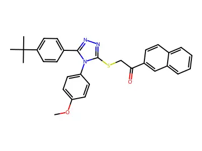 2-{[5-(4-tert-butylphenyl)-4-(4-methoxyphenyl)-4H-1,2,4-triazol-3-yl]sulfanyl}-1-(naphthalen-2-yl)ethanone structure