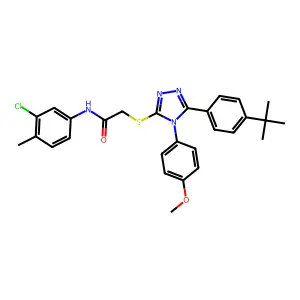 2-{[5-(4-tert-butylphenyl)-4-(4-methoxyphenyl)-4H-1,2,4-triazol-3-yl]sulfanyl}-N-(3-chloro-4-methylphenyl)acetamide structure