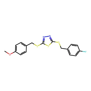 2-[(4-Fluorobenzyl)sulfanyl]-5-[(4-methoxybenzyl)sulfanyl]-1,3,4-thiadiazole structure