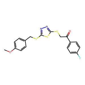 1-(4-fluorophenyl)-2-({5-[(4-methoxybenzyl)sulfanyl]-1,3,4-thiadiazol-2-yl}sulfanyl)ethanone structure