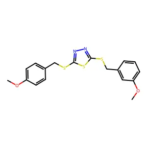 2-[(3-Methoxybenzyl)sulfanyl]-5-[(4-methoxybenzyl)sulfanyl]-1,3,4-thiadiazole structure