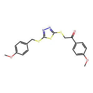 2-({5-[(4-methoxybenzyl)sulfanyl]-1,3,4-thiadiazol-2-yl}sulfanyl)-1-(4-methoxyphenyl)ethanone structure
