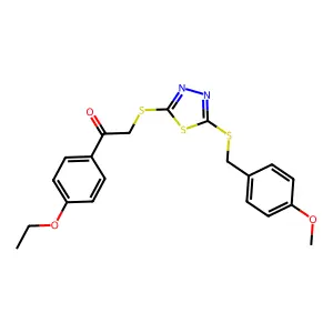 1-(4-ethoxyphenyl)-2-({5-[(4-methoxybenzyl)sulfanyl]-1,3,4-thiadiazol-2-yl}sulfanyl)ethanone structure
