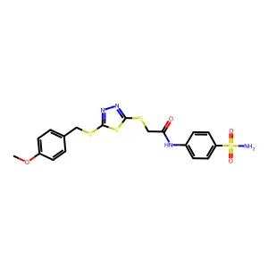 2-((5-((4-Methoxybenzyl)thio)-1,3,4-thiadiazol-2-yl)thio)-N-(4-sulfamoylphenyl)acetamide structure