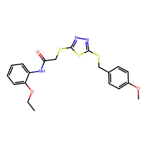 N-(2-ethoxyphenyl)-2-({5-[(4-methoxybenzyl)sulfanyl]-1,3,4-thiadiazol-2-yl}sulfanyl)acetamide structure