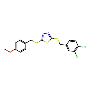 2-[(3,4-Dichlorobenzyl)sulfanyl]-5-[(4-methoxybenzyl)sulfanyl]-1,3,4-thiadiazole structure
