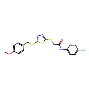 N-(4-chlorophenyl)-2-({5-[(4-methoxybenzyl)sulfanyl]-1,3,4-thiadiazol-2-yl}sulfanyl)acetamide structure