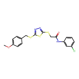 N-(3-chlorophenyl)-2-({5-[(4-methoxybenzyl)sulfanyl]-1,3,4-thiadiazol-2-yl}sulfanyl)acetamide structure