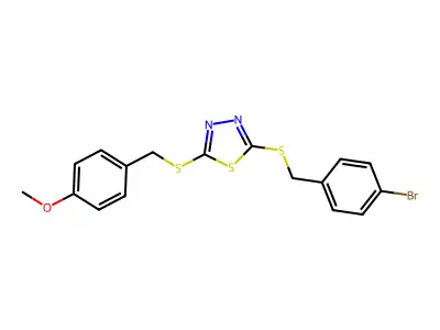 2-((4-Bromobenzyl)sulfanyl)-5-((4-methoxybenzyl)sulfanyl)-1,3,4-thiadiazole structure