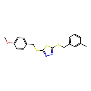 2-[(4-Methoxybenzyl)sulfanyl]-5-[(3-methylbenzyl)sulfanyl]-1,3,4-thiadiazole structure