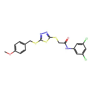 N-(3,5-dichlorophenyl)-2-({5-[(4-methoxybenzyl)sulfanyl]-1,3,4-thiadiazol-2-yl}sulfanyl)acetamide structure