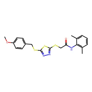 N-(2,6-dimethylphenyl)-2-({5-[(4-methoxybenzyl)sulfanyl]-1,3,4-thiadiazol-2-yl}sulfanyl)acetamide structure