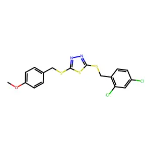 2-[(2,4-Dichlorobenzyl)sulfanyl]-5-[(4-methoxybenzyl)sulfanyl]-1,3,4-thiadiazole structure