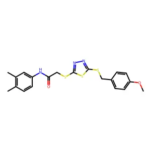 N-(3,4-dimethylphenyl)-2-({5-[(4-methoxybenzyl)sulfanyl]-1,3,4-thiadiazol-2-yl}sulfanyl)acetamide structure