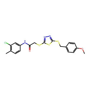 N-(3-chloro-4-methylphenyl)-2-({5-[(4-methoxybenzyl)sulfanyl]-1,3,4-thiadiazol-2-yl}sulfanyl)acetamide structure
