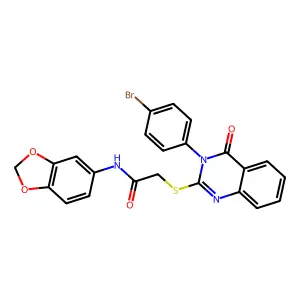 N-(1,3-benzodioxol-5-yl)-2-{[3-(4-bromophenyl)-4-oxo-3,4-dihydroquinazolin-2-yl]sulfanyl}acetamide structure