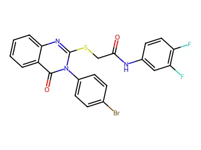 2-{[3-(4-bromophenyl)-4-oxo-3,4-dihydroquinazolin-2-yl]sulfanyl}-N-(3,4-difluorophenyl)acetamide structure
