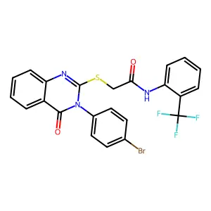 2-{[3-(4-bromophenyl)-4-oxo-3,4-dihydroquinazolin-2-yl]sulfanyl}-N-[2-(trifluoromethyl)phenyl]acetamide structure