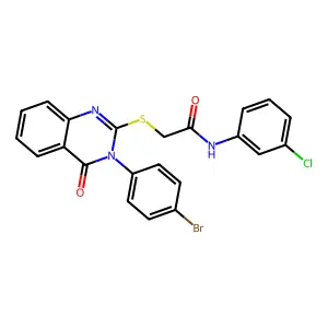 2-{[3-(4-bromophenyl)-4-oxo-3,4-dihydroquinazolin-2-yl]sulfanyl}-N-(3-chlorophenyl)acetamide structure