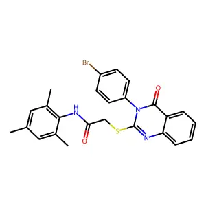 2-{[3-(4-bromophenyl)-4-oxo-3,4-dihydroquinazolin-2-yl]sulfanyl}-N-(2,4,6-trimethylphenyl)acetamide structure