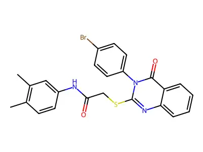 2-{[3-(4-bromophenyl)-4-oxo-3,4-dihydroquinazolin-2-yl]sulfanyl}-N-(3,4-dimethylphenyl)acetamide structure
