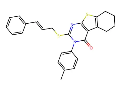 3-(4-METHYLPHENYL)-2-{[(2E)-3-PHENYL-2-PROPENYL]SULFANYL}-5,6,7,8-TETRAHYDRO[1]BENZOTHIENO[2,3-D]PYRIMIDIN-4(3H)-ONE structure