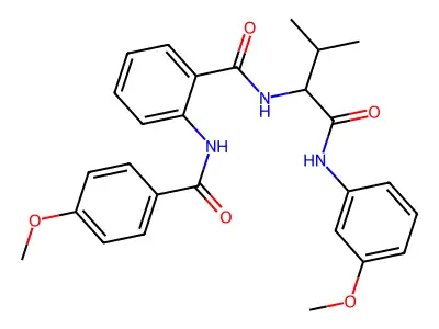 2-[(4-Methoxybenzoyl)amino]-N-{1-[(3-methoxyphenyl)amino]-3-methyl-1-oxo-2-butanyl}benzamide structure