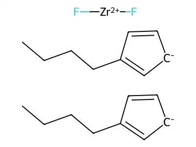 Bis(butylcyclopentadienyl)difluorozirconium(IV) structure