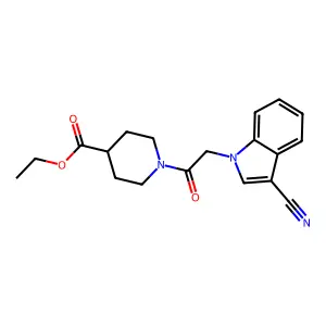 ethyl 1-[(3-cyano-1H-indol-1-yl)acetyl]-4-piperidinecarboxylate structure