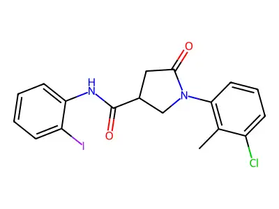 1-(3-chloro-2-methylphenyl)-N-(2-iodophenyl)-5-oxopyrrolidine-3-carboxamide structure