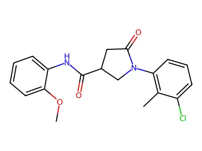 1-(3-chloro-2-methylphenyl)-N-(2-methoxyphenyl)-5-oxopyrrolidine-3-carboxamide structure