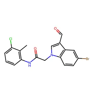 2-(5-bromo-3-formyl-1H-indol-1-yl)-N-(3-chloro-2-methylphenyl)acetamide structure