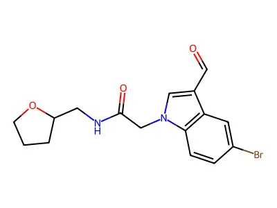2-(5-bromo-3-formylindol-1-yl)-N-(oxolan-2-ylmethyl)acetamide structure