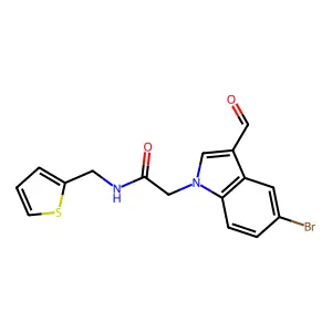 2-(5-bromo-3-formylindol-1-yl)-N-(thiophen-2-ylmethyl)acetamide structure