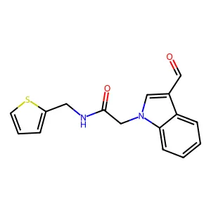 2-(3-formyl-1H-indol-1-yl)-N-(2-thienylmethyl)acetamide structure