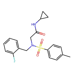 N-cyclopropyl-2-[(2-fluorophenyl)methyl-(4-methylphenyl)sulfonylamino]acetamide structure