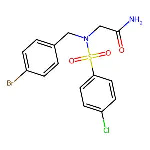 2-[(4-Bromophenyl)methyl-(4-chlorophenyl)sulfonylamino]acetamide structure