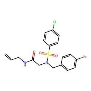 2-[(4-bromophenyl)methyl-(4-chlorophenyl)sulfonylamino]-N-prop-2-enylacetamide structure