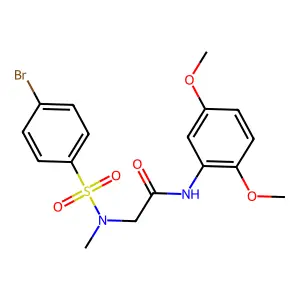 2-[(4-bromophenyl)sulfonyl-methylamino]-N-(2,5-dimethoxyphenyl)acetamide structure