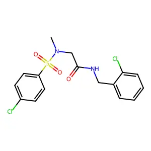 N-[(2-chlorophenyl)methyl]-2-[(4-chlorophenyl)sulfonyl-methylamino]acetamide structure