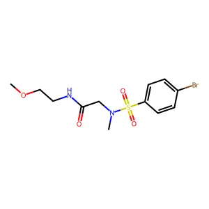 2-[(4-bromophenyl)sulfonyl-methylamino]-N-(2-methoxyethyl)acetamide structure