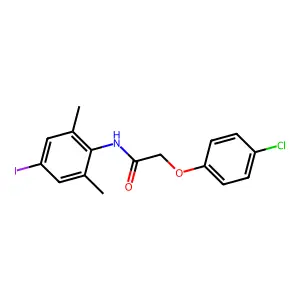 2-(4-chlorophenoxy)-N-(4-iodo-2,6-dimethylphenyl)acetamide structure