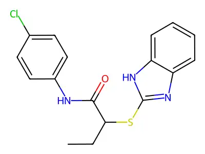 2-(1H-benzimidazol-2-ylsulfanyl)-N-(4-chlorophenyl)butanamide structure