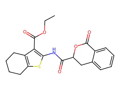 ethyl 2-(1-oxo-3,4-dihydro-1H-2-benzopyran-3-amido)-4,5,6,7-tetrahydro-1-benzothiophene-3-carboxylate structure