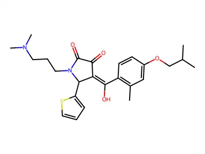 1-[3-(dimethylamino)propyl]-3-hydroxy-4-[2-methyl-4-(2-methylpropoxy)benzoyl]-5-(thiophen-2-yl)-2,5-dihydro-1H-pyrrol-2-one structure